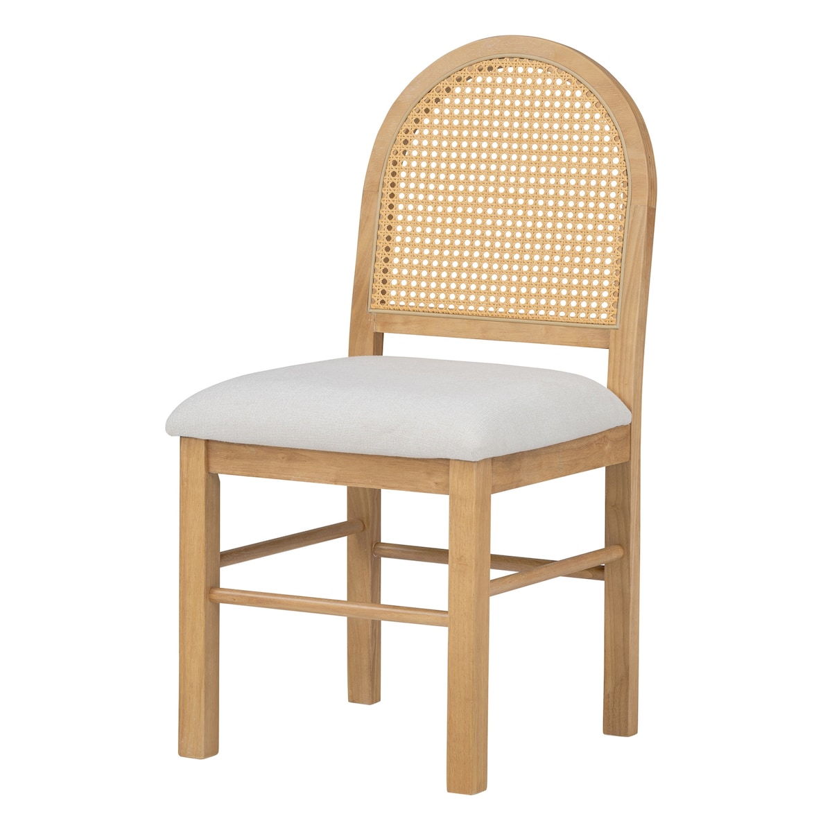 4-Piece Vintage Upholstered Dining Chairs with Rattan Backrests