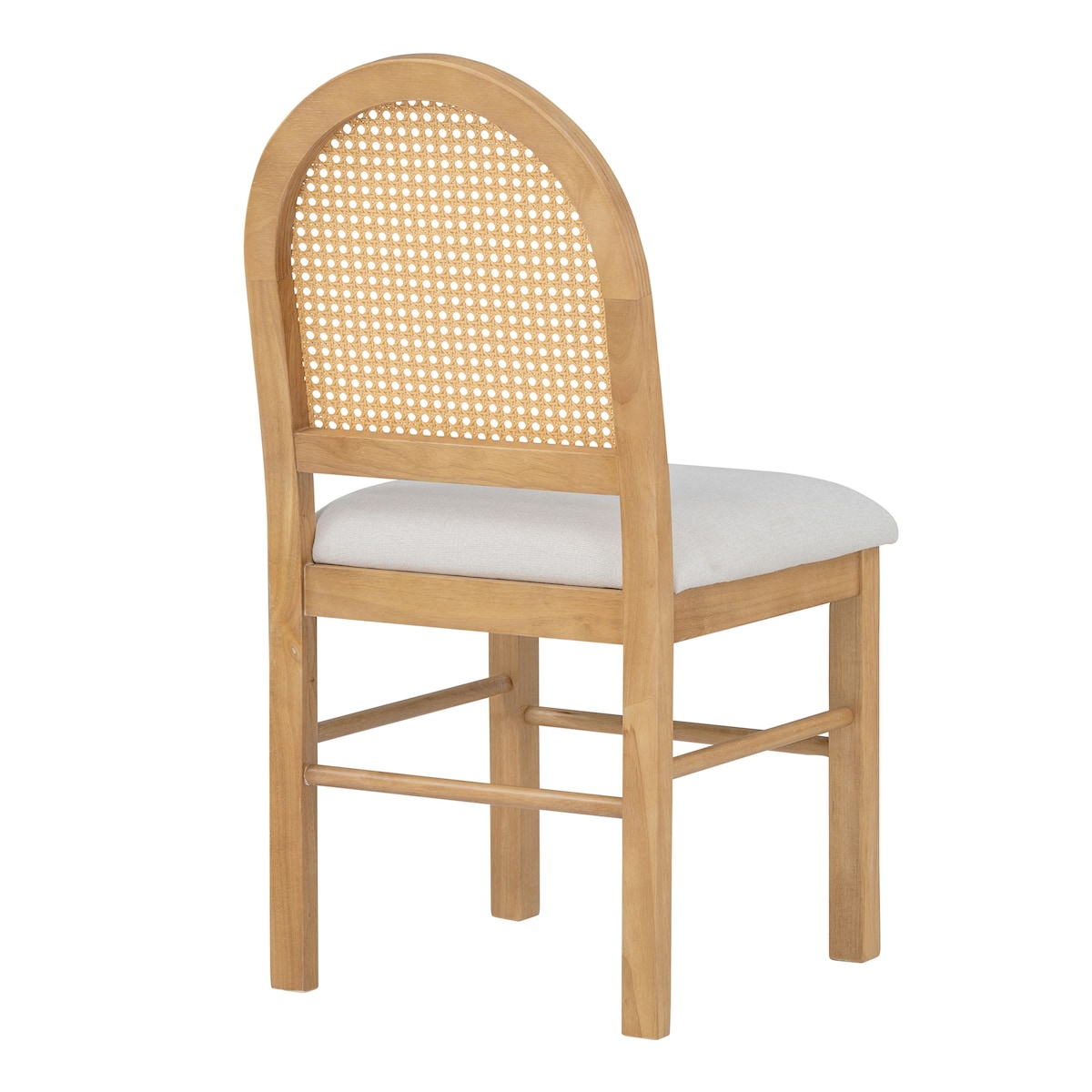 4-Piece Vintage Upholstered Dining Chairs with Rattan Backrests