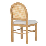 4-Piece Vintage Upholstered Dining Chairs with Rattan Backrests