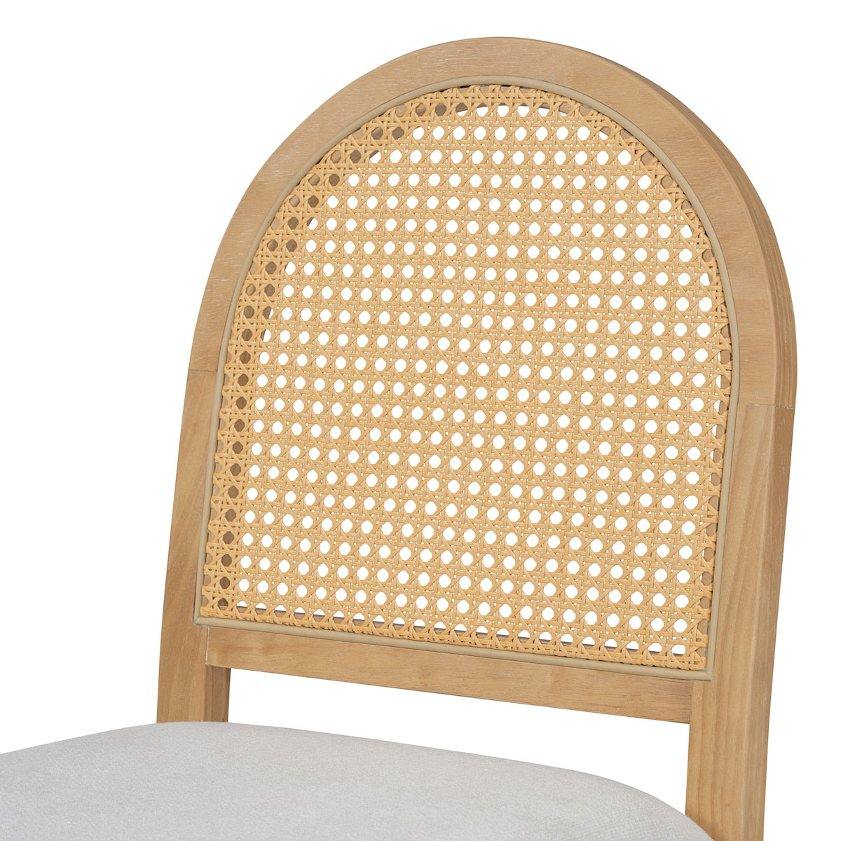 4-Piece Vintage Upholstered Dining Chairs with Rattan Backrests