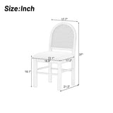 4-Piece Vintage Upholstered Dining Chairs with Rattan Backrests