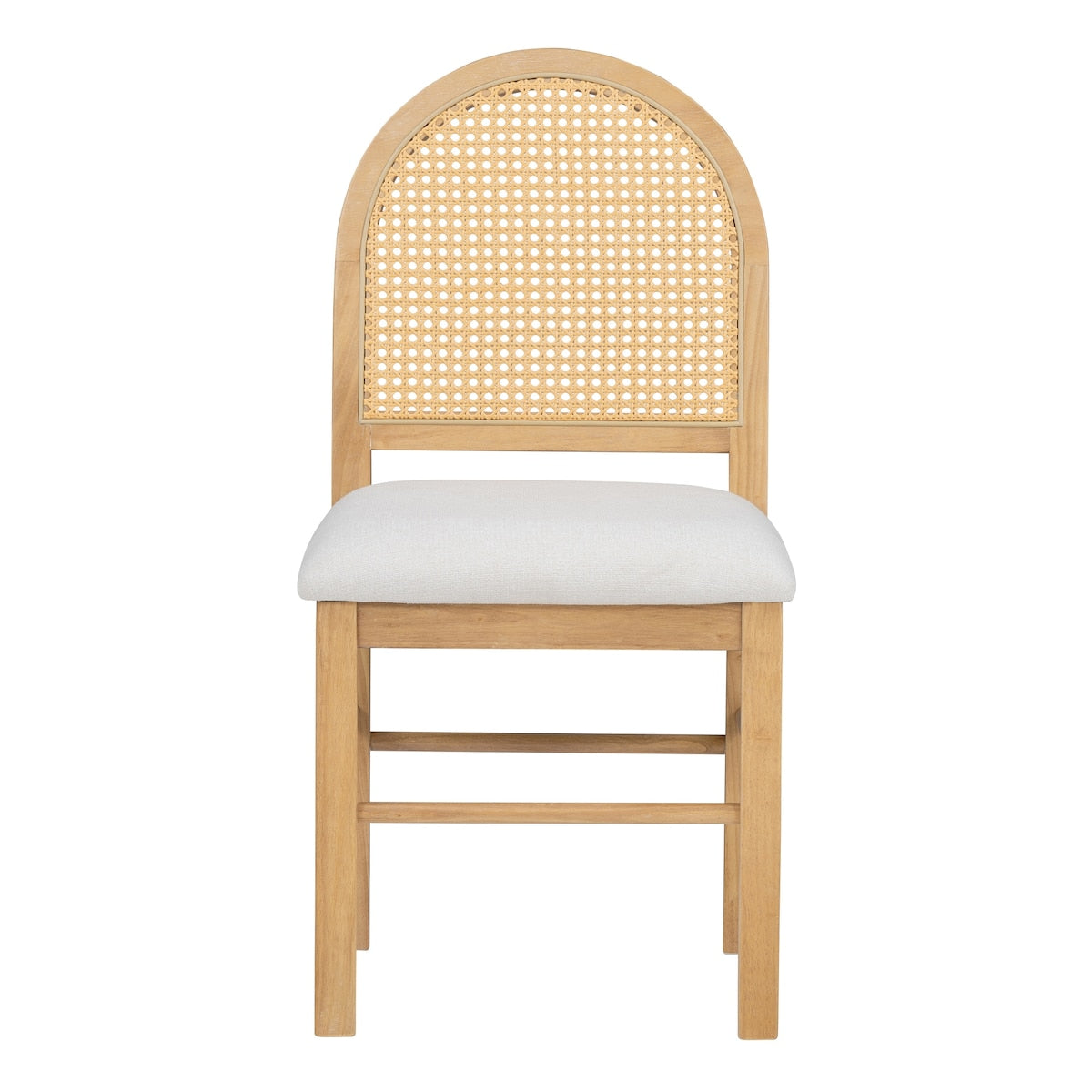 4-Piece Vintage Upholstered Dining Chairs with Rattan Backrests