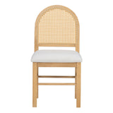 4-Piece Vintage Upholstered Dining Chairs with Rattan Backrests