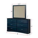 4 Piece Wooden Full Bedroom Set in Blue