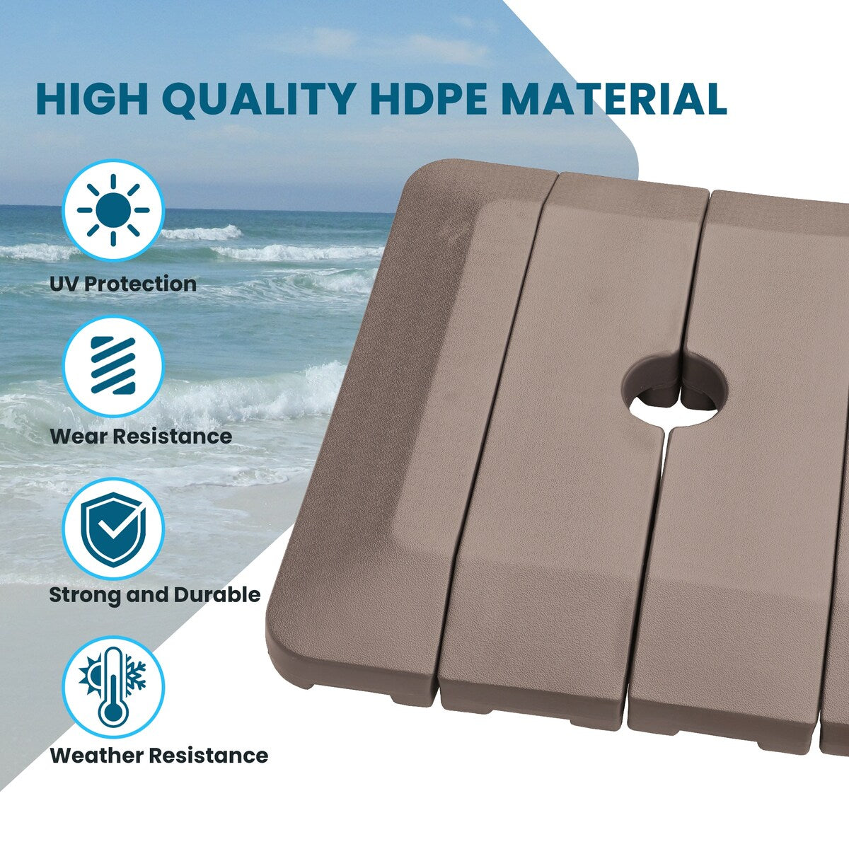 4 Pieces 243 lbs Coffee Patio Square HDPE Umbrella Base