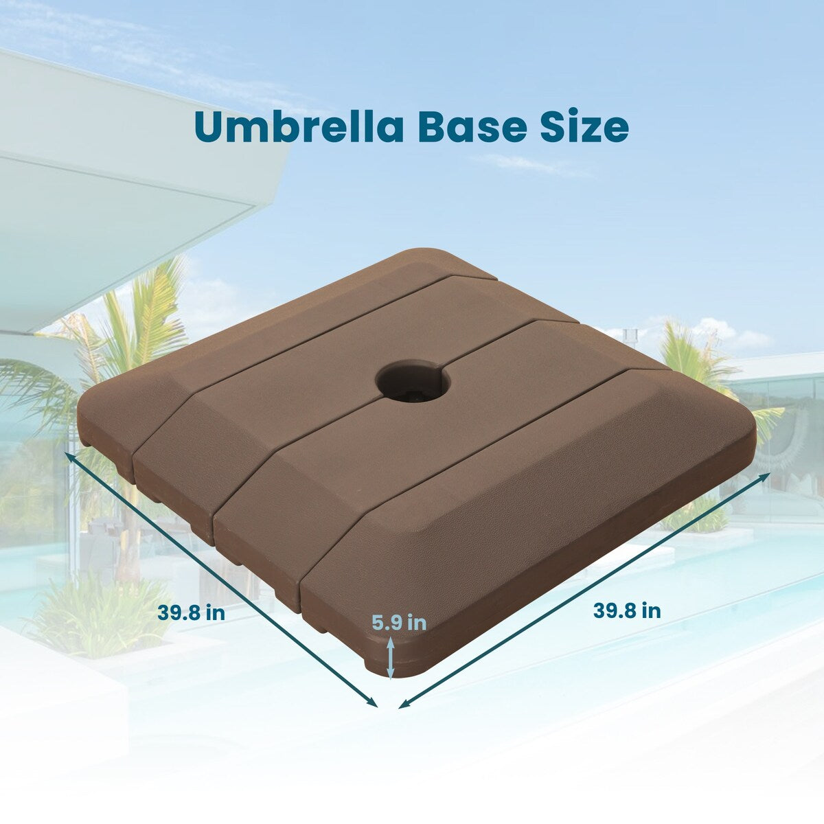4 Pieces 243 lbs Coffee Patio Square HDPE Umbrella Base