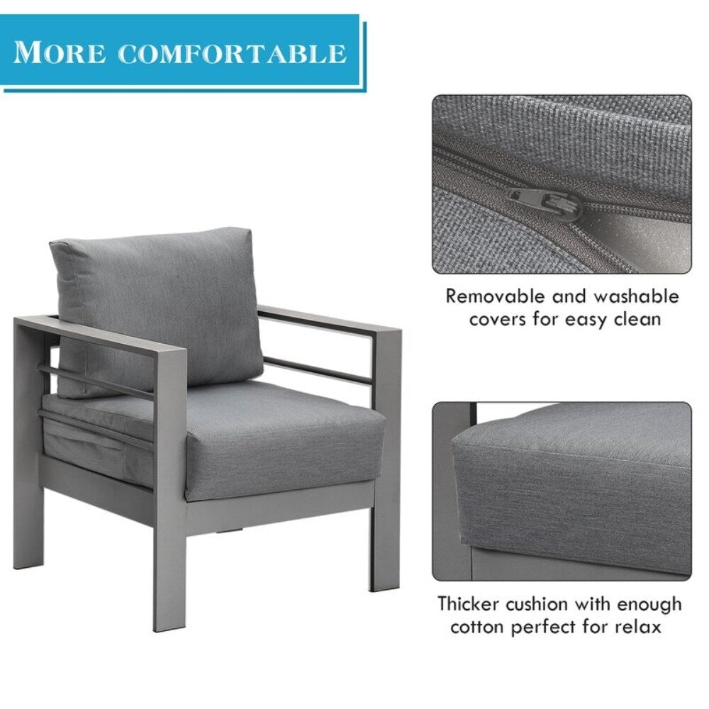 4 Pieces 5 Seat Patio Outdoor Sofa Set With End Side Coffee Table
