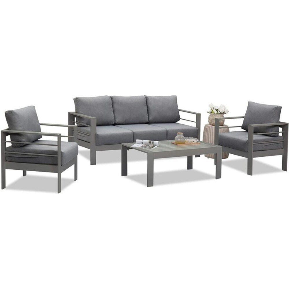 4 Pieces 5 Seat Patio Outdoor Sofa Set With End Side Coffee Table