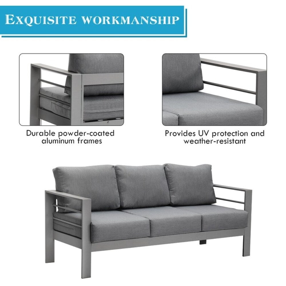 4 Pieces 5 Seat Patio Outdoor Sofa Set With End Side Coffee Table