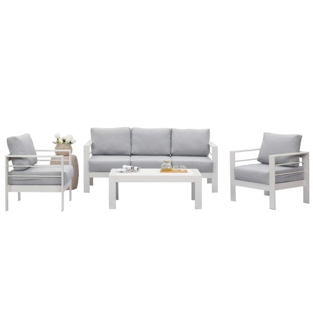 4 Pieces 5 Seat Patio Outdoor Sofa Set With End Side Coffee Table