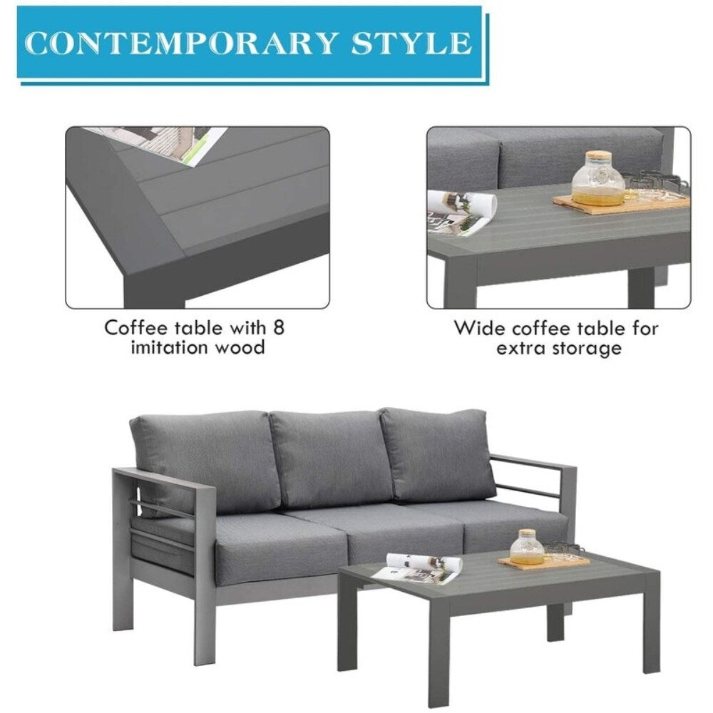4 Pieces 5 Seat Patio Outdoor Sofa Set With End Side Coffee Table