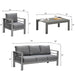 4 Pieces 5 Seat Patio Outdoor Sofa Set With End Side Coffee Table