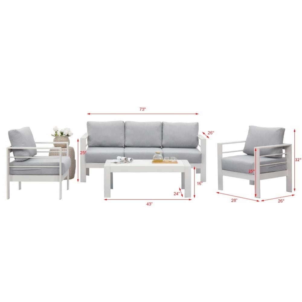4 Pieces 5 Seat Patio Outdoor Sofa Set With End Side Coffee Table
