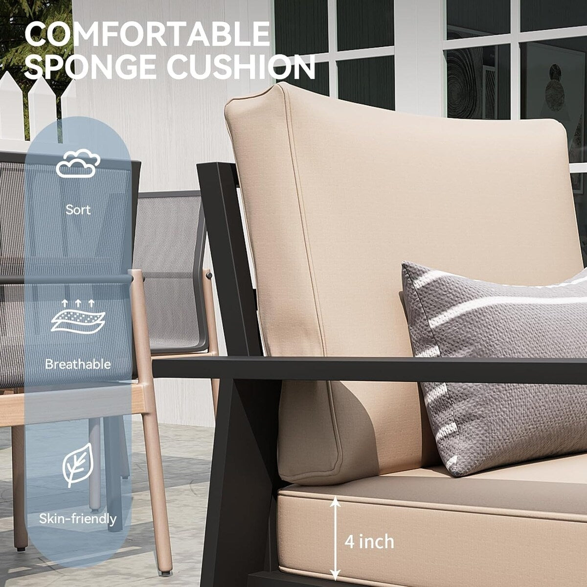 4 Pieces Aluminum Patio Furniture Set with 40" Fire Pit Table