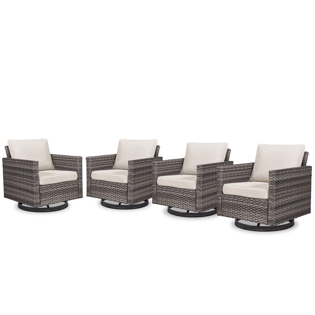 Gymojoy 4 Pieces Outdoor Patio Swivel Chairs with Cushion