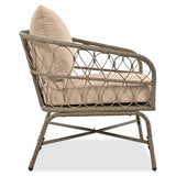 4 Pieces Outdoor Sofa Set with Removable Cushions and Wood Tabletop