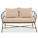 4 Pieces Outdoor Sofa Set with Removable Cushions and Wood Tabletop