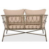 4 Pieces Outdoor Sofa Set with Removable Cushions and Wood Tabletop