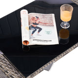 4 Pieces Patio Furniture Sets Rattan Chair Wicker Set, Poolside Lawn Chairs with Tempered Glass Coffee Table Porch Furniture
