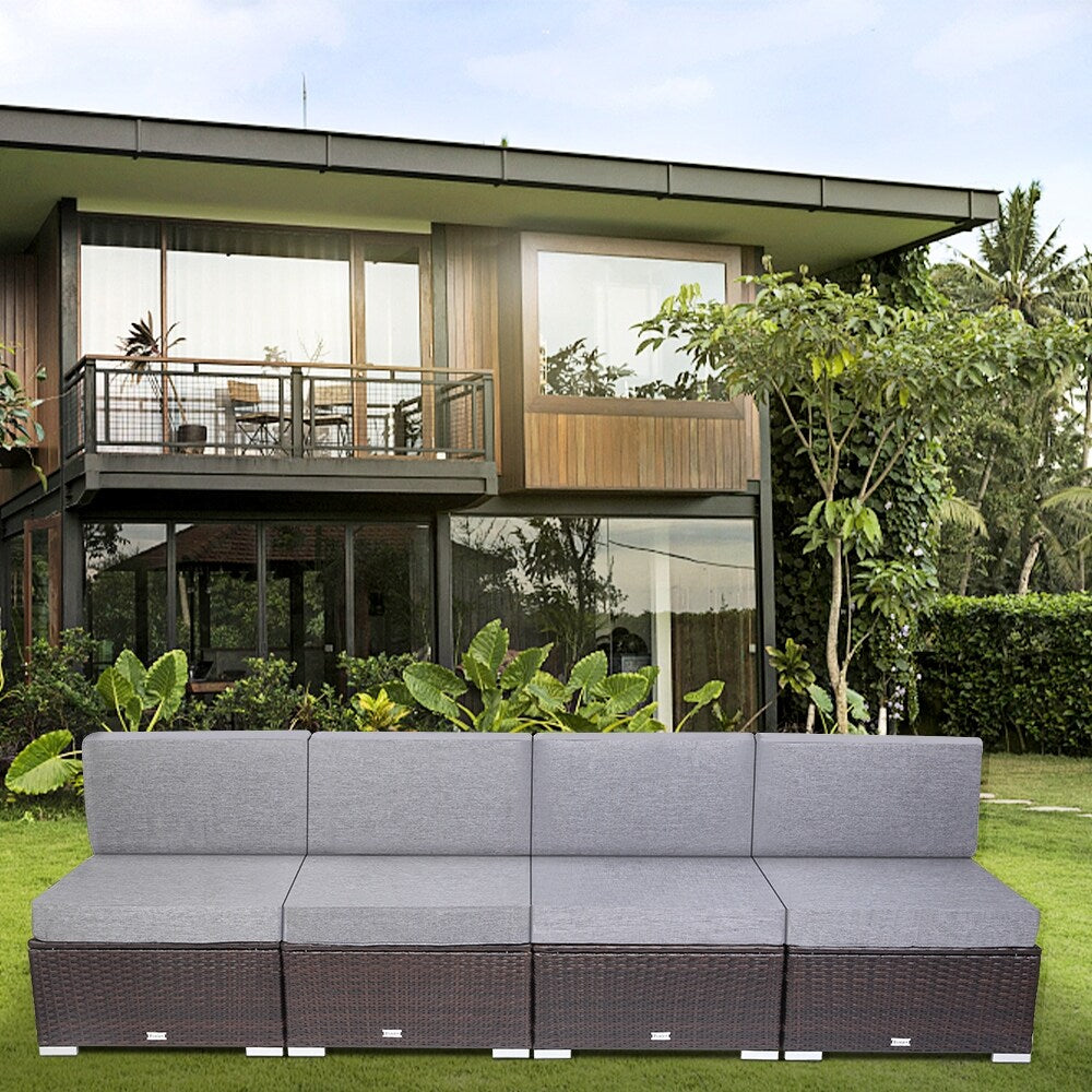 4 Pieces Patio PE Wicker Rattan Sofa Set