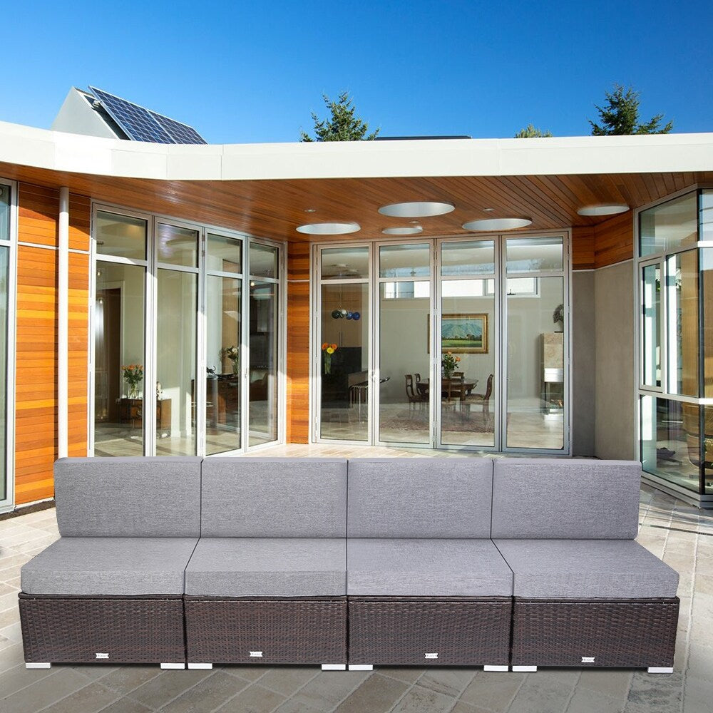 4 Pieces Patio PE Wicker Rattan Sofa Set