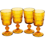 4-Pieces Vintage Amber Beaded Wine Glasses - 9 Ounce
