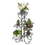4 Potted Square Flower Metal Shelves Plant Pot Stand Decoration for Indoor Outdoor Garden