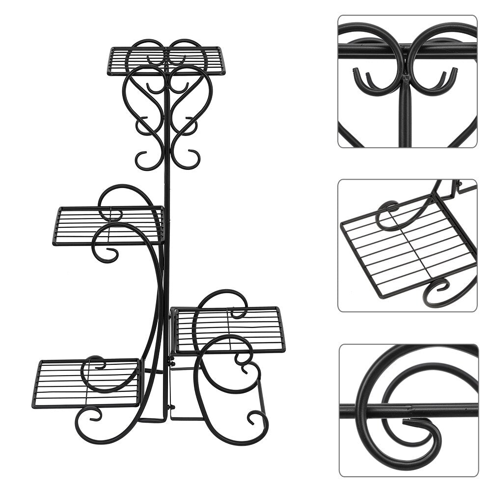 4 Potted Square Flower Metal Shelves Plant Pot Stand Decoration for Indoor Outdoor Garden