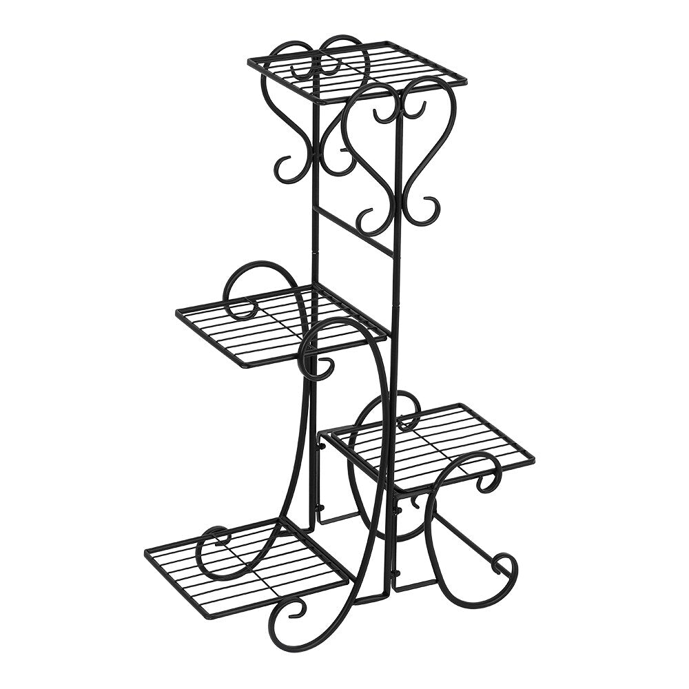 4 Potted Square Flower Metal Shelves Plant Pot Stand Decoration for Indoor Outdoor Garden