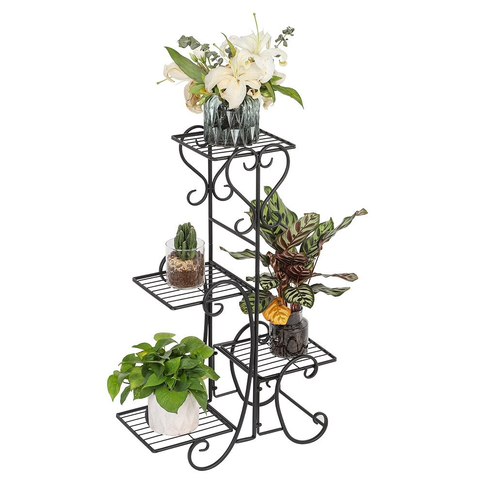4 Potted Square Flower Metal Shelves Plant Pot Stand Decoration for Indoor Outdoor Garden