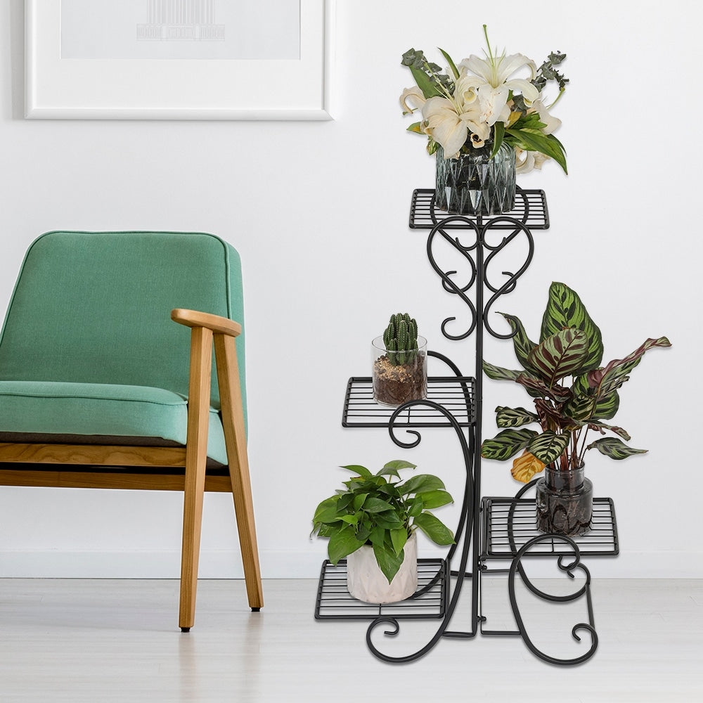 4 Potted Square Flower Metal Shelves Plant Pot Stand Decoration for Indoor Outdoor Garden