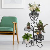 4 Potted Square Flower Metal Shelves Plant Pot Stand Decoration for Indoor Outdoor Garden