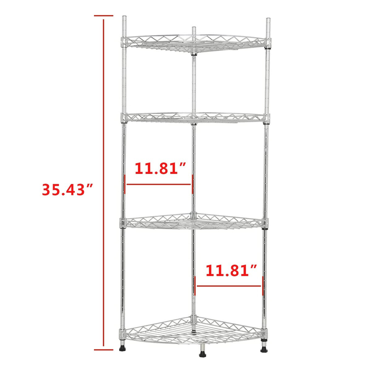 4-Shelf Corner Shelf Rack Adjustable Storage Display Rack