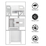 4-Tier Bathroom Standing Shelf Storage Closet Organizer Free Standing Shelves Rack Cabinet with 2 Doors