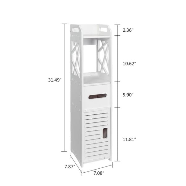 4-Tier Bathroom Standing Shelf Storage Closet Organizer Free Standing Shelves Rack Cabinet with 2 Doors