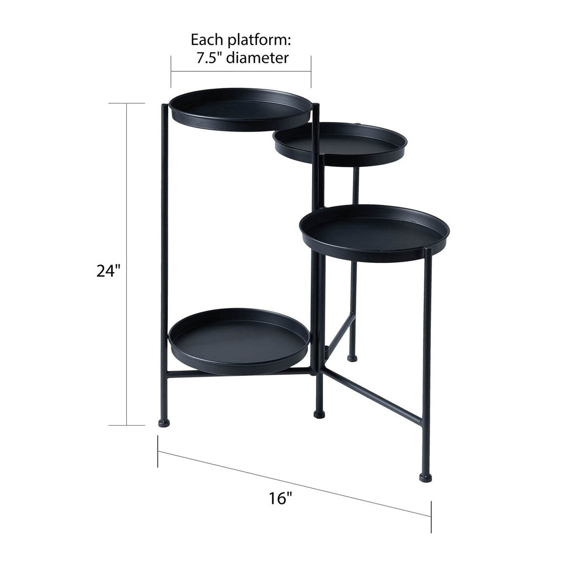 4 Tier Black Iron Plant Stand