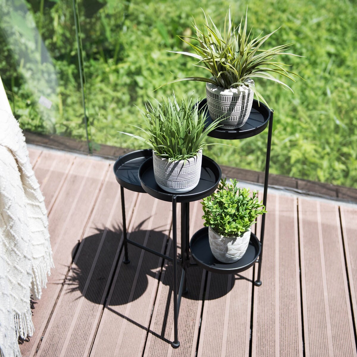 4 Tier Black Iron Plant Stand