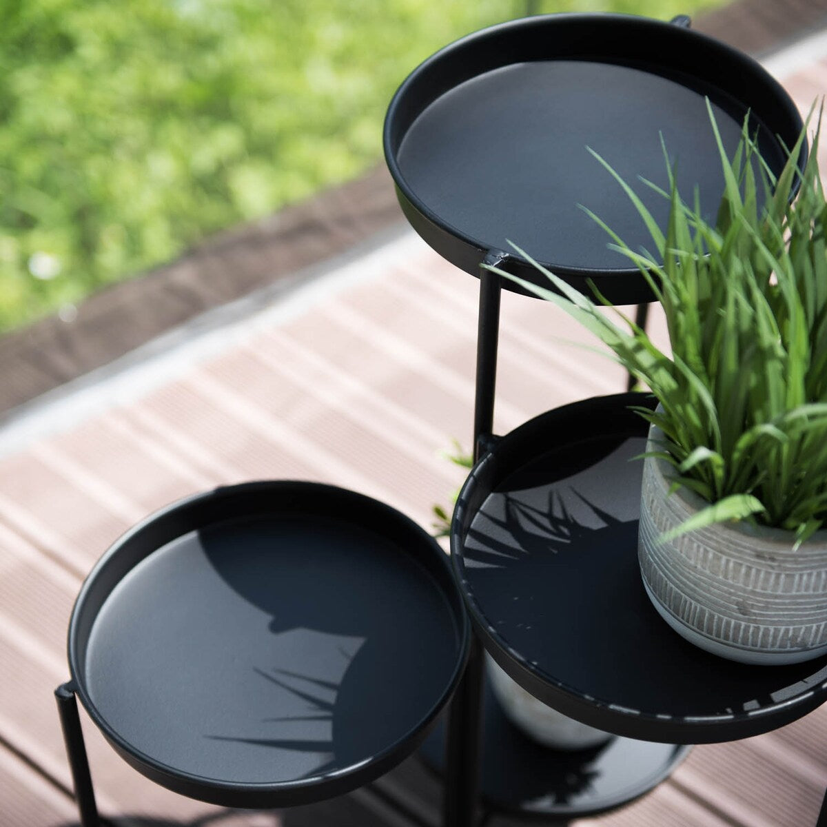 4 Tier Black Iron Plant Stand
