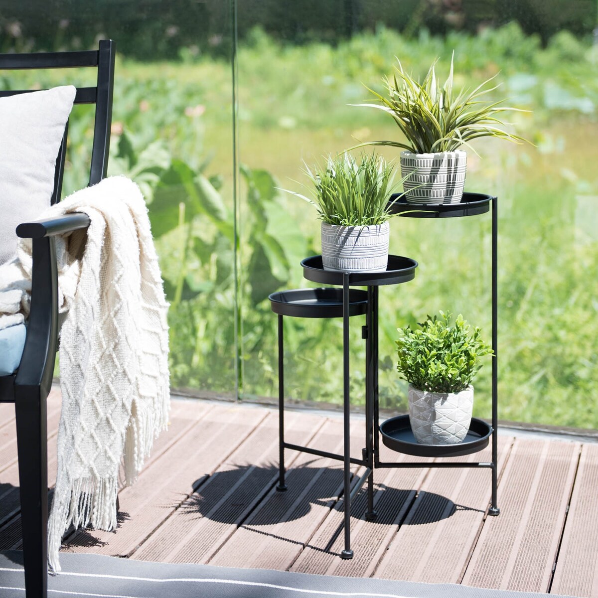 4 Tier Black Iron Plant Stand