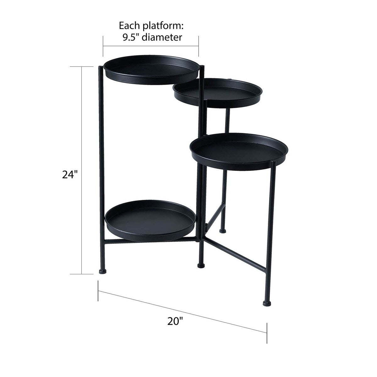 4 Tier Black Iron Plant Stand