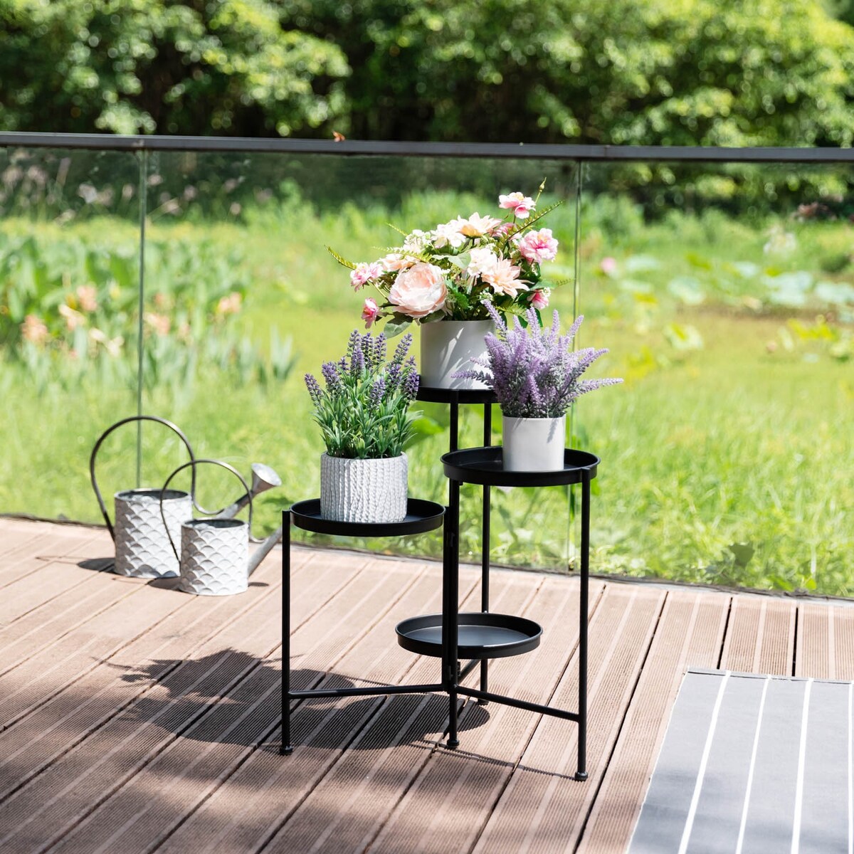 4 Tier Black Iron Plant Stand