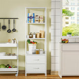 4-Tier Corner Shelf, Bookshelf with 2 Storage Drawers - 10.63"D x 15.75"W x 57.28"H