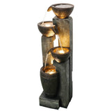 4-Tier Outdoor Water Fountains w/LED Lights - Floor Standing Fountain