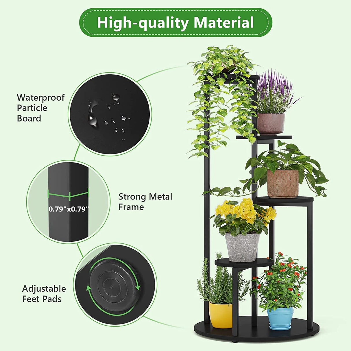 4-Tier Plant Stand Indoor, Wood Plant Flower Shelf Holders for Balcony