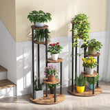 4-Tier Plant Stand Indoor, Wood Plant Flower Shelf Holders for Balcony