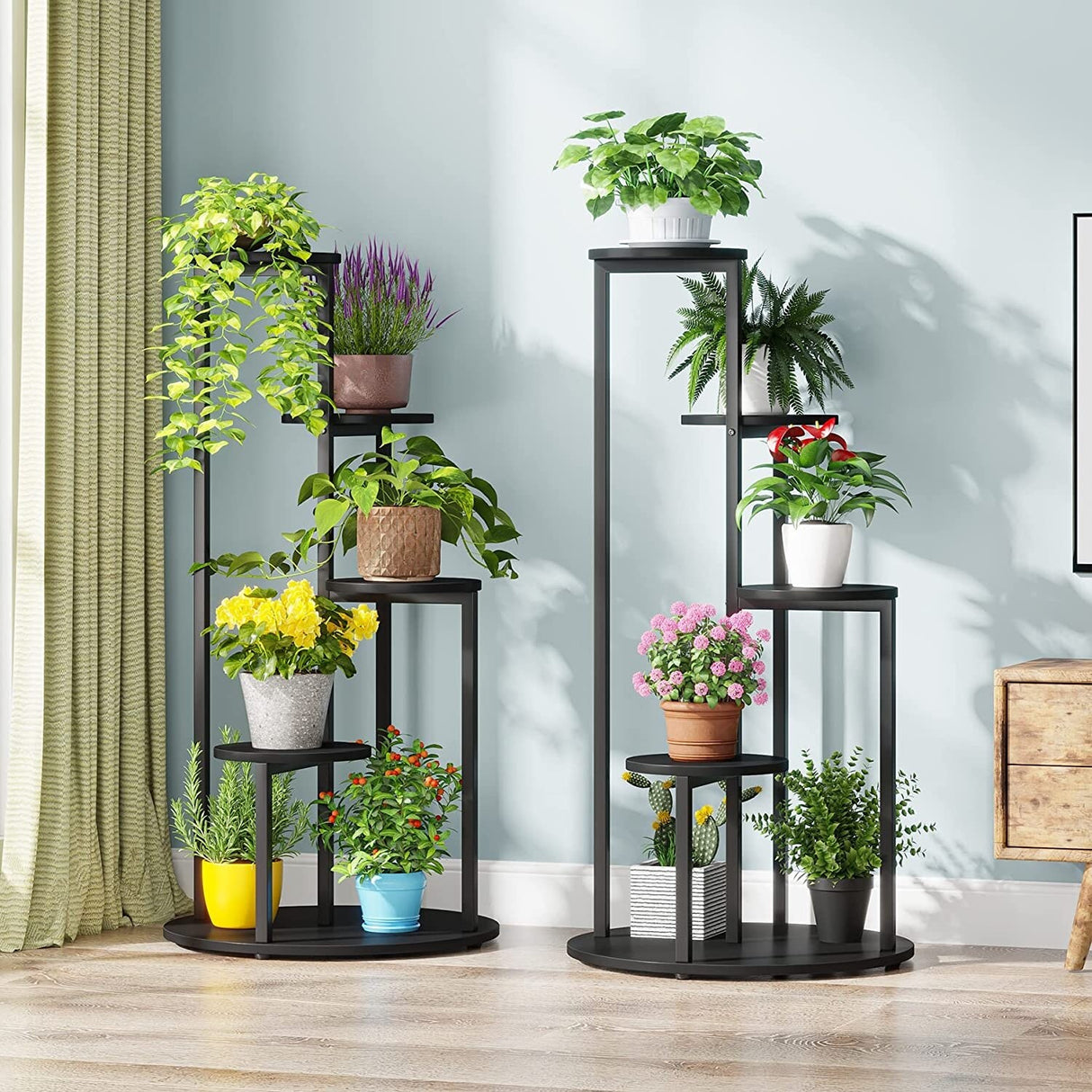4-Tier Plant Stand Indoor, Wood Plant Flower Shelf Holders for Balcony