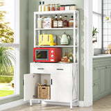 4 Shelf Tall Bookshelf with Drawer and Cabinet, 68-inch Bookcase with Doors, Book Shelves Storage Cabinet Display Rack