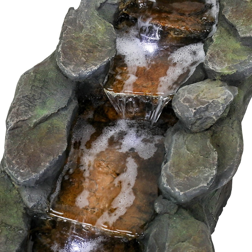 4 Tier Waterfall Fountain Rockery Water Fountain Pump Outdoor Garden - 29'' - N/A