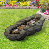 4 Tier Waterfall Fountain Rockery Water Fountain Pump Outdoor Garden - 29'' - N/A