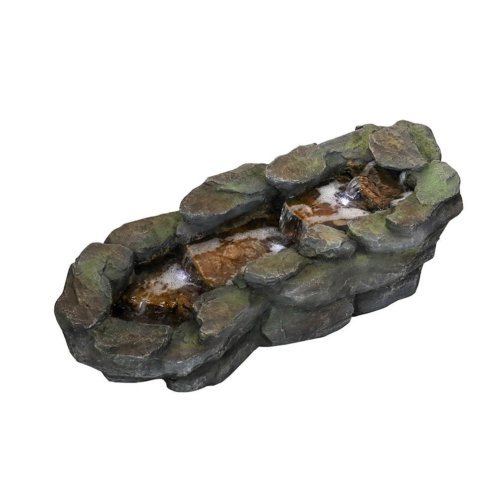 4 Tier Waterfall Fountain Rockery Water Fountain Pump Outdoor Garden - 29'' - N/A